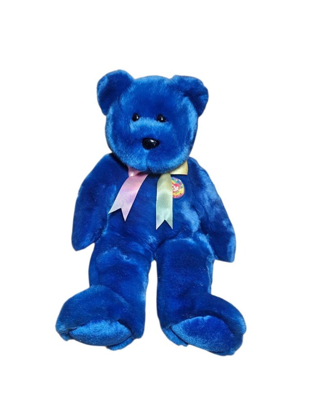 90s Beanie Buddy Blue Teddy Bear Plush Soft Toy Stuffed Animal 14" 1999